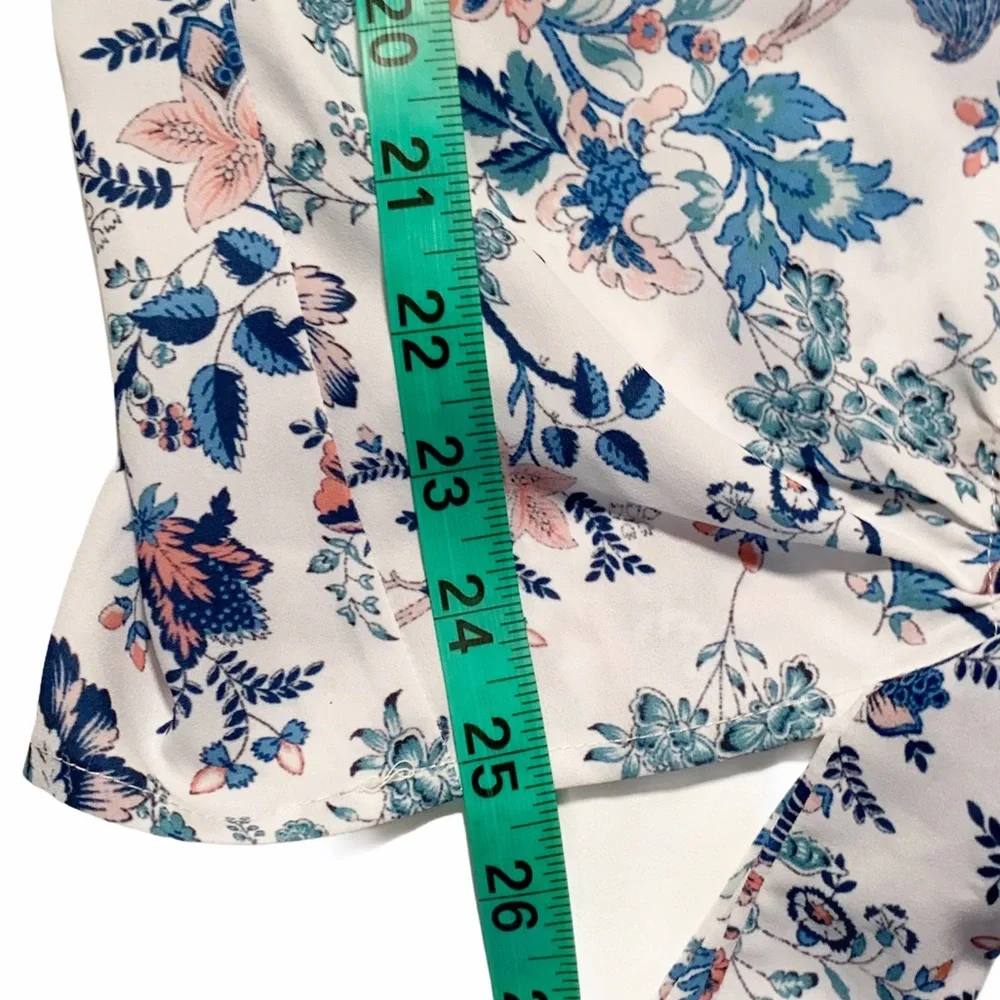 One World White Floral Tie Front Peasant Shirt NEW - Picture 4 of 9